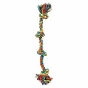 צעצוע חבל חבל דנטלי ארוך עם 4 לולאות קשר לכלב