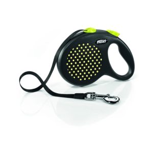 פלקסי דיזיין צהוב/שחור רצועה נמתחת לכלב מידה L