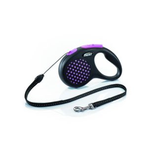 פלקסי דיזיין ורוד/שחור רצועת כבל נמתחת לכלב מידה XS