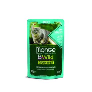 מונג' בי ווילד פאוץ' לחתול בקלה וירקות סטרילייז 85 גרם