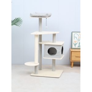 קולהקט מגרדת פרמיום לחתולים 4 קומות ובית 59.5*50*125 חום