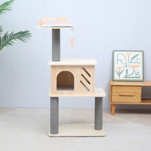 קולהקט מגרדת פרמיום לחתולים 2 קומות ובית 59.5*39.5*122 חום