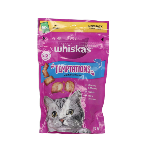 ויסקאס חטיף טמפטיישן לחתולים סלמון 60 גרם