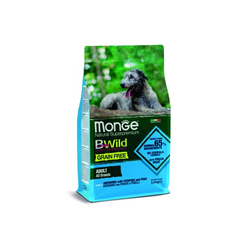 מונג' בי-ווילד - מזון יבש ללא דגנים לכלבים מכל הגזעים - אנשובי
