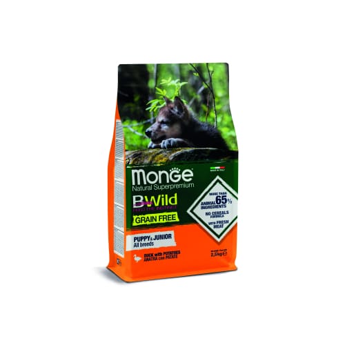 מונג' בי-ווילד - מזון יבש מופחת דגנים לגורים - ברווז