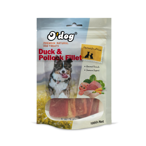 אודוג חטיף פילה ברווז ודג בקלה לכלבים 100 גרם