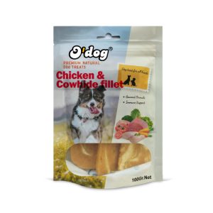 אודוג חטיף פילה עוף ועור פרה לכלבים 100 גרם