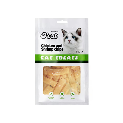 אוקט חטיף צ'יפס עוף ושרימפס לחתולים 50 גרם