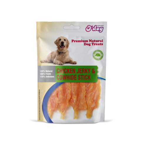 אודוג חטיף ג'רקי עוף ועור בקר לכלבים 100 גרם