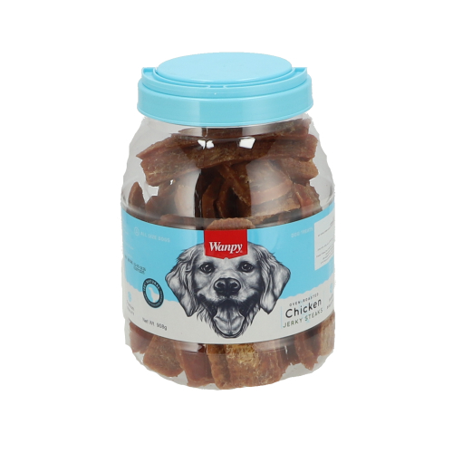 ונפי צנצנת חטיפי סטייק ג'רקי עוף לכלבים - 908 גרם