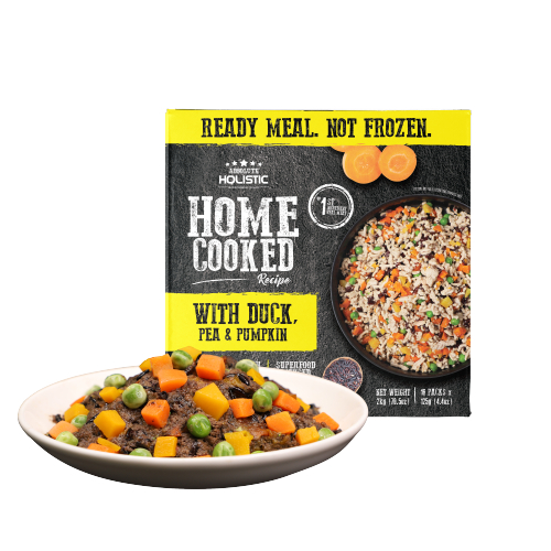 הום קוק מזון טבעי הוליסטי לכלבים ברווז, אפונה וסרדין 2 ק"ג