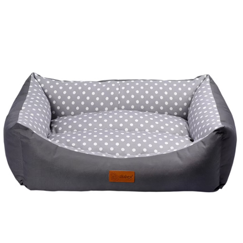 מיטה דובקס לכלבים מבד נגד מים אפור נקודות