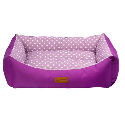 מיטה דובקס לכלבים מבד מונע מים סגול נקודות