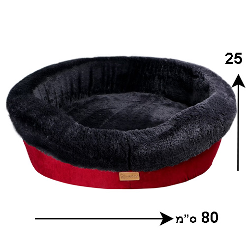 מיטת דונטס עגולה עם פרווה לכלבים בצבע בורדו