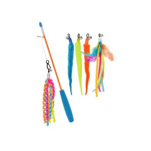 צעצוע חכה לחתול עם 5 פתיונות להחלפה 38 ס"מ