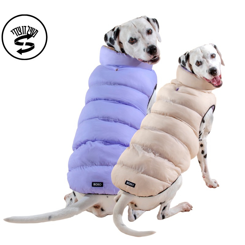 מעיל שכפץ פאף דו צדדי לכלבים 2 צבעים