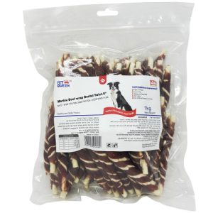 פט קווין עצם עור דנטלי עם בקר משויש 1 ק"ג