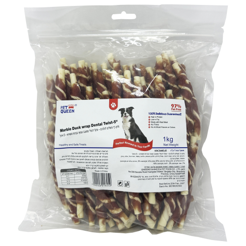 פט קווין עצם עור דנטלי עם ברווז משויש 1 ק"ג