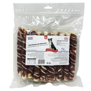 פט קווין עצם עור ממולא עם בקר משויש 1 ק"ג