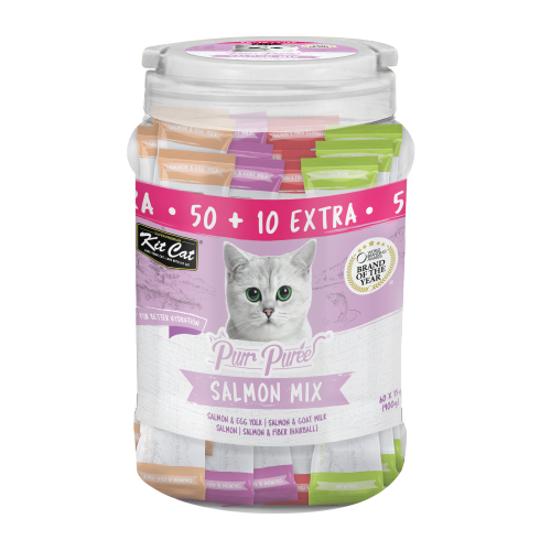 קיט קט שלוקים לחתולים צנצנת מיקס סלמון 60 יח 900 גרם